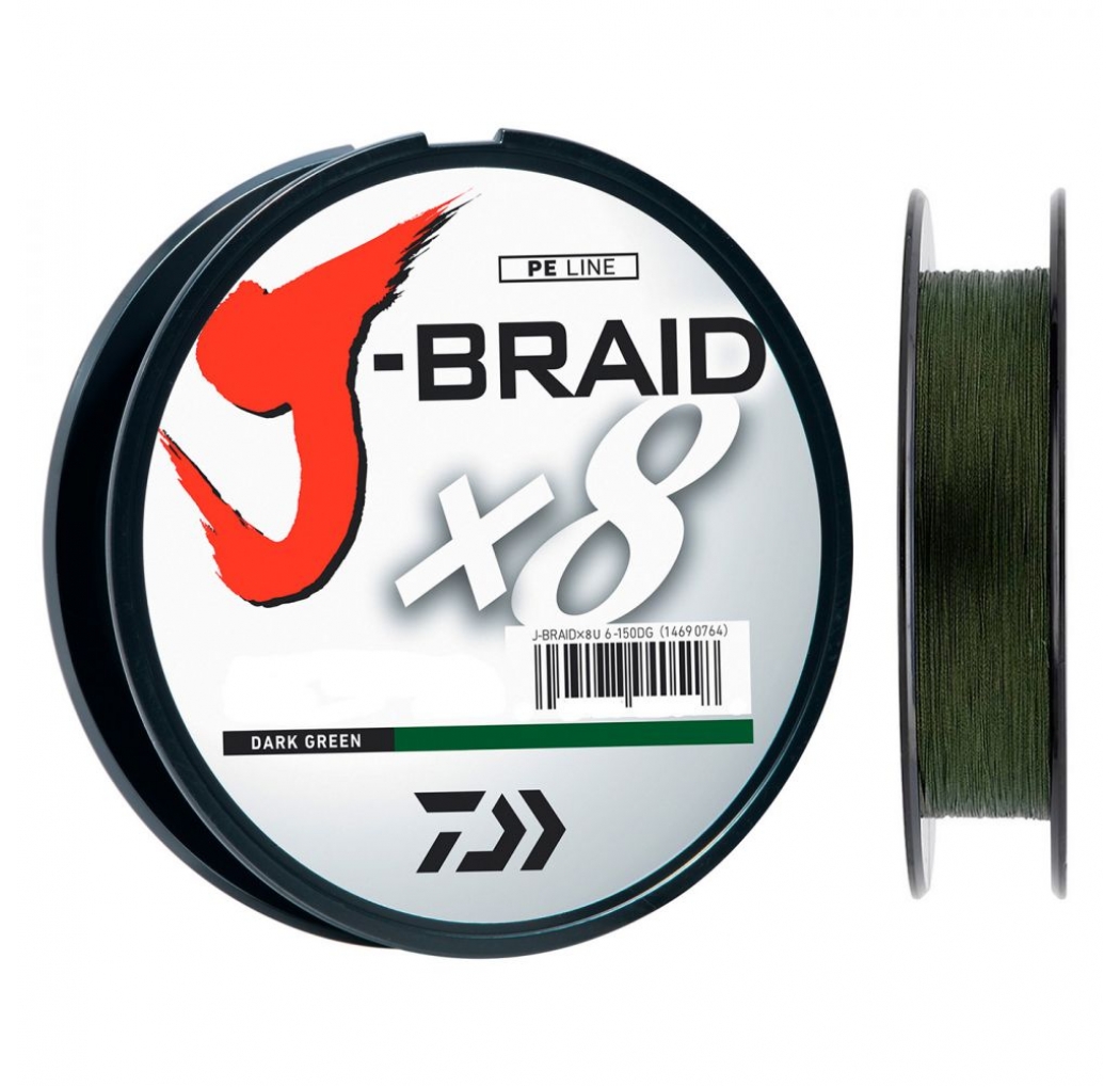 ÐŸÐ»ÐµÑ‚ÐµÐ½Ð¸Ð¹ ÑˆÐ½ÑƒÑ€ Daiwa J-Braid X8 0.06mm 150m dark green