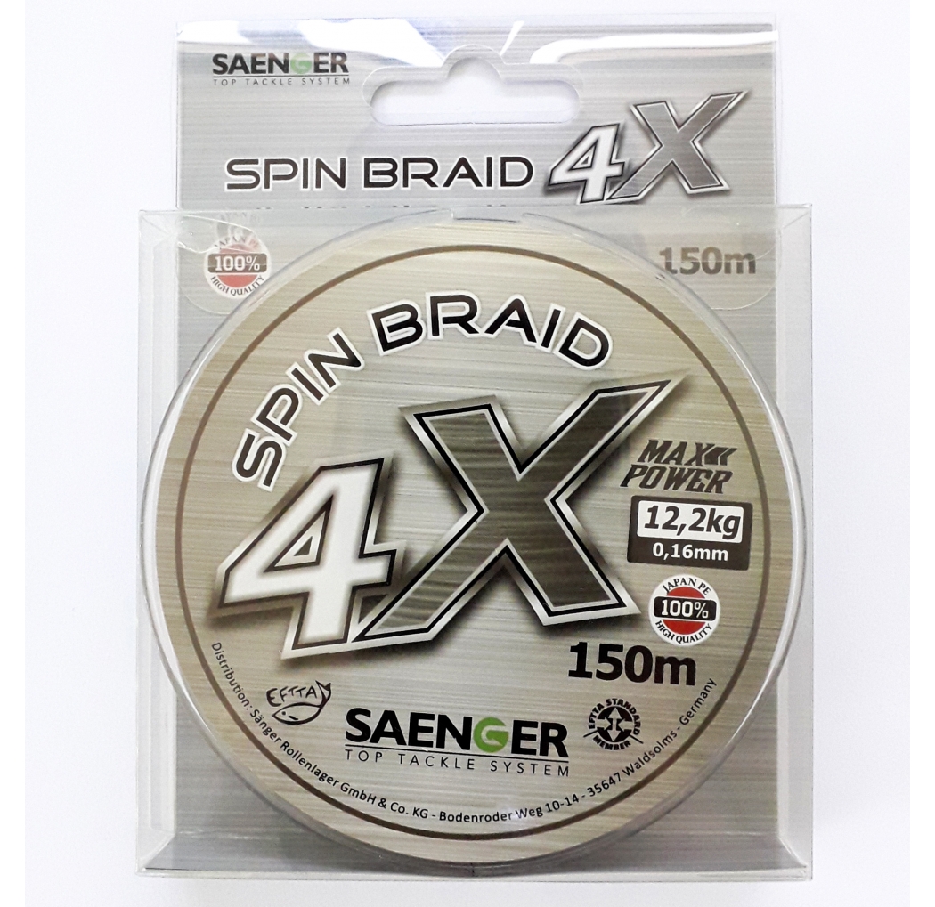 SAENGER 4 X Spin Braid light grey 0.16mm 12.2kg 150m